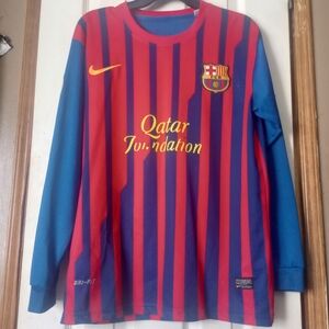 Nike Qatar Foundation Soccer Messi Long Sleeve Shirt - Red and Blue